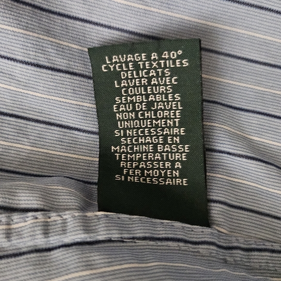 Lauren Ralph Lauren Womens Bib Blue White Striped Button Up Shirt Large - Picture 8 of 9